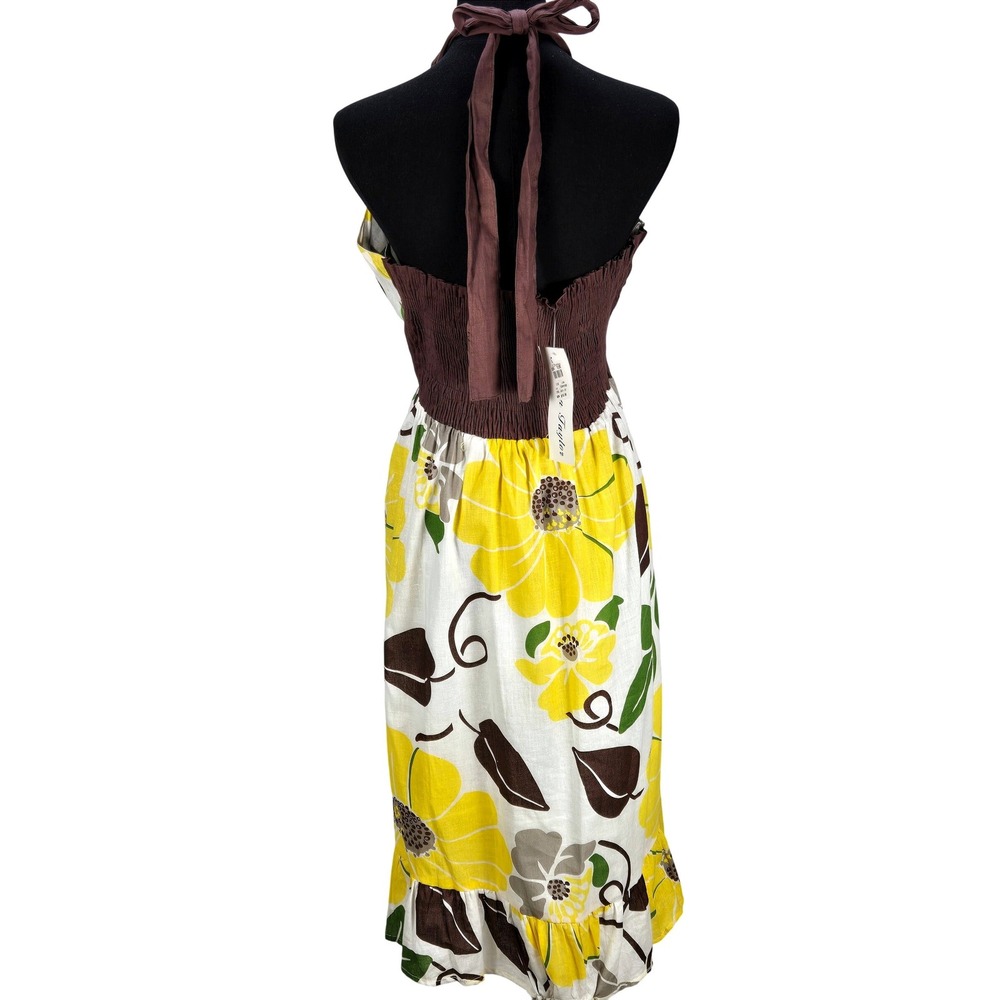 Women's Jessica Taylor Y2K 3X Halter Dress Sunflower Cotton Boho Sundress‎ NWT - Picture 2 of 4